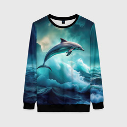 Женский свитшот 3D Дельфин и ночное море