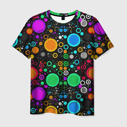Мужская футболка 3D Разноцветные круги, цвет 3D печать
