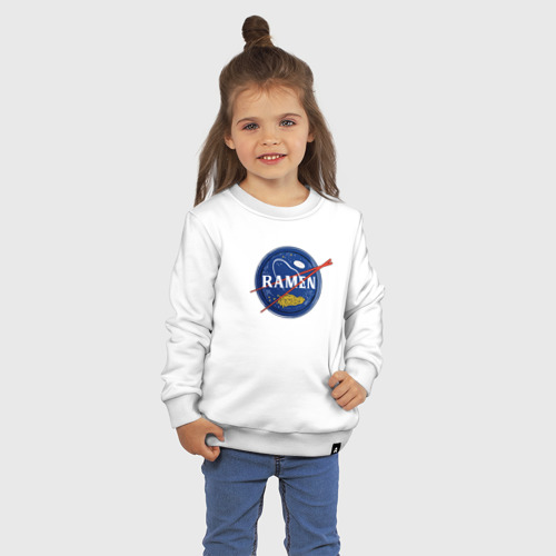 Детский свитшот хлопок с принтом Рамен в стиле NASA, фото на моделе #1