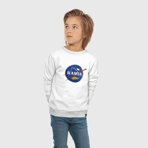 Детский свитшот хлопок с принтом Рамен в стиле NASA, вид сбоку #3