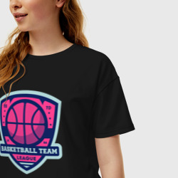 Женская футболка хлопок Oversize Баскетбольная командная лига - фото 2