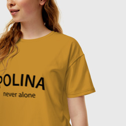 Женская футболка хлопок Oversize Polina never alone - motto - фото 2