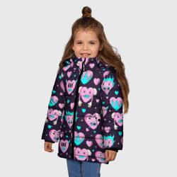 Зимняя куртка для девочек 3D Паттерн с арт сердцами - фото 2