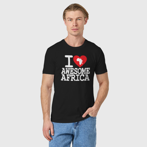 Мужская футболка хлопок Люблю потрясающую Африку, цвет черный - фото 3