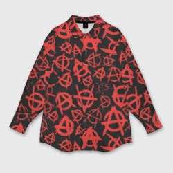 Женская рубашка oversize 3D Узор анархия красный