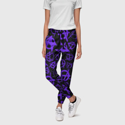 Женские брюки 3D Узор анархия фиолетовый - фото 2