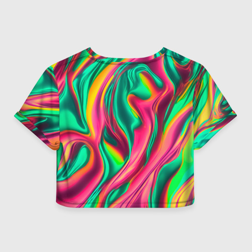 Женская футболка Crop-top 3D Неоновый голографик, цвет 3D печать - фото 2