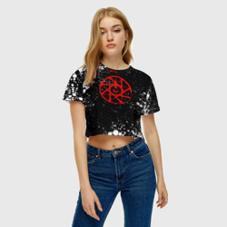 Женская футболка Crop-top 3D Стальной алхимик - белые брызги - фото 2