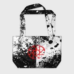 Пляжная сумка 3D Стальной алхимик - брызги черно-белые