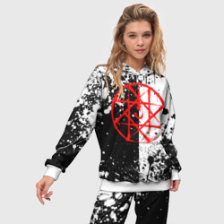 Женский костюм с толстовкой 3D Стальной алхимик - брызги черно-белые - фото 2