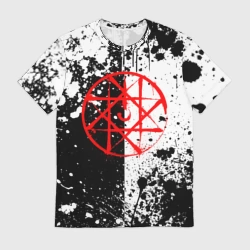 Мужская футболка 3D Стальной алхимик - брызги черно-белые