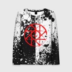Женский лонгслив 3D Стальной алхимик - брызги черно-белые