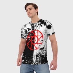 Мужская футболка 3D Стальной алхимик - брызги черно-белые - фото 2