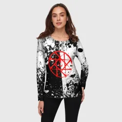Женский лонгслив 3D Стальной алхимик - брызги черно-белые - фото 2
