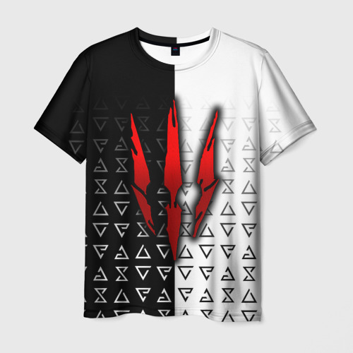 Мужская футболка 3D Ведьмак - красные следы от когтей , цвет 3D печать