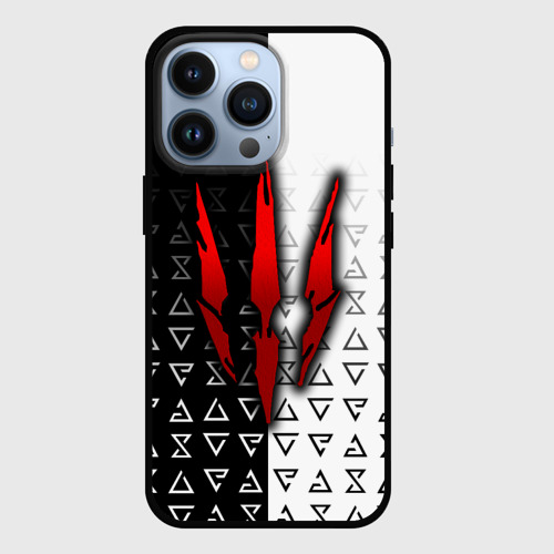 Чехол для iPhone 13 Pro Ведьмак - красные следы от когтей , цвет черный