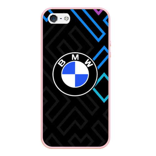 Чехол для iPhone 5/5S матовый Bmw абстракция , цвет светло-розовый