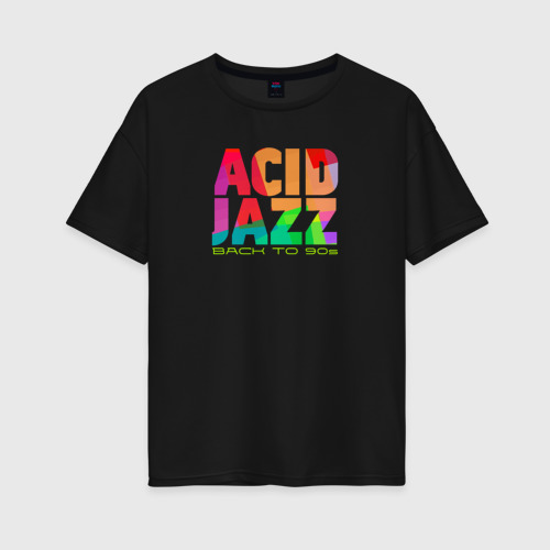 Женская футболка хлопок Oversize Acid jazz colorful, цвет черный