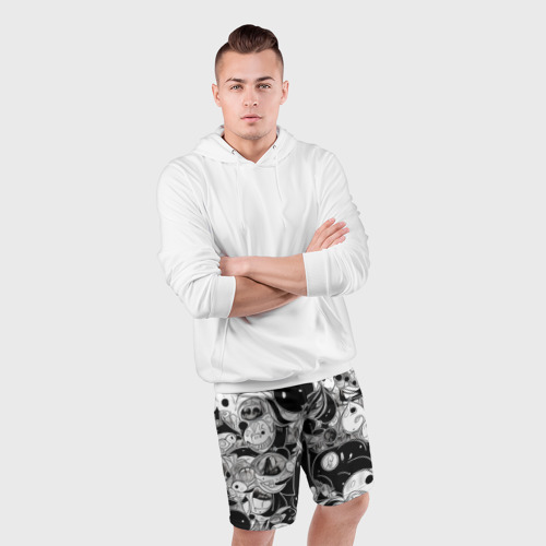 Мужские шорты спортивные Жуткие силуэты, цвет 3D печать - фото 5