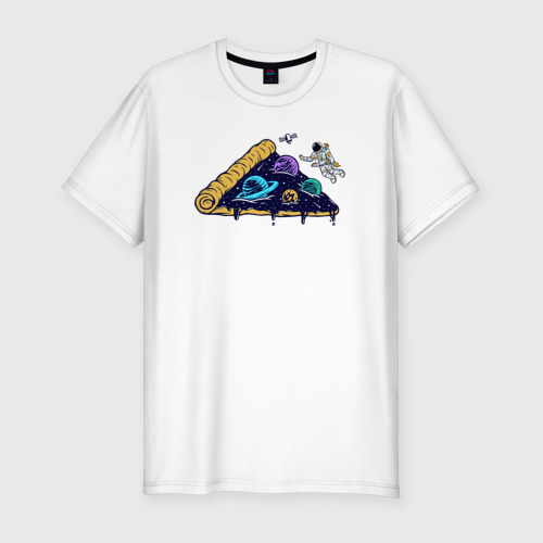 Мужская футболка хлопок Slim Пицца и космос, цвет белый