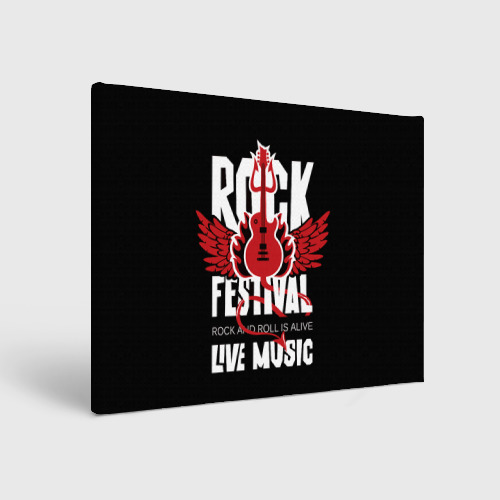 Холст прямоугольный Rock festival - live music, цвет 3D печать