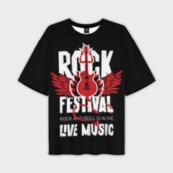 Мужская футболка oversize 3D Rock festival - live music