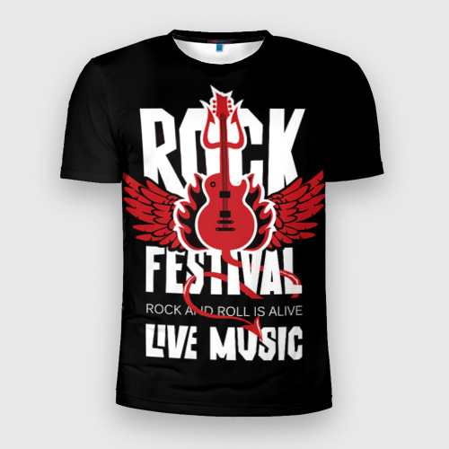 Мужская футболка 3D Slim Rock festival - live music, цвет 3D печать