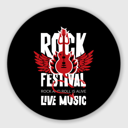 Круглый коврик для мышки Rock festival - live music