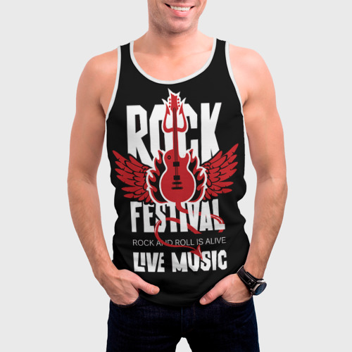 Мужская майка 3D Rock festival - live music, цвет 3D печать - фото 3