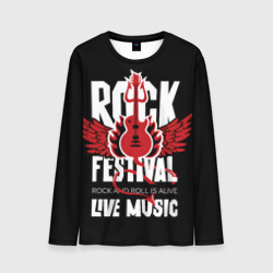 Мужской лонгслив 3D Rock festival - live music