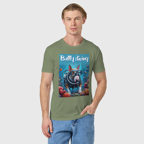 Мужская футболка хлопок с принтом Bully diving - ai art, фото на моделе #1