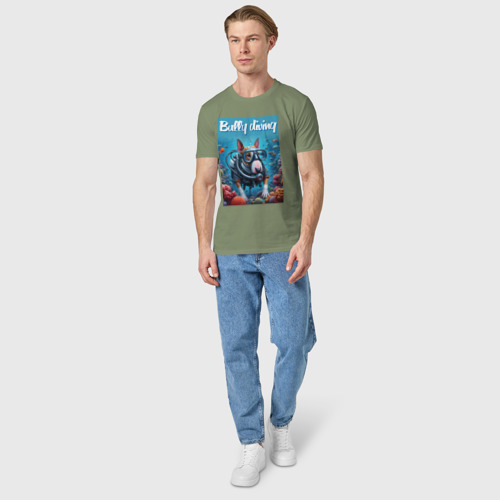 Мужская футболка хлопок с принтом Bully diving - ai art, вид сбоку #3