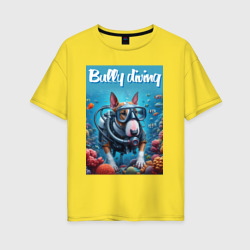 Женская футболка хлопок Oversize Bully diving - ai art