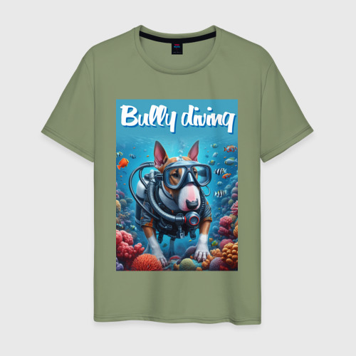Мужская футболка хлопок с принтом Bully diving - ai art, вид спереди #2