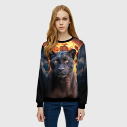 Женский свитшот 3D Черная пантера и кровавая луна - фото 2