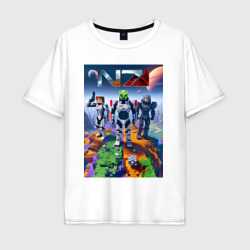 Mass effect and Minecraft - ai art collaboration – Мужская футболка хлопок Oversize с принтом купить со скидкой в -16%