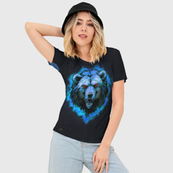 Женская футболка 3D Slim Пылающая эмблема медведя - фото 2