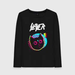 Женский лонгслив хлопок Slayer rock star cat