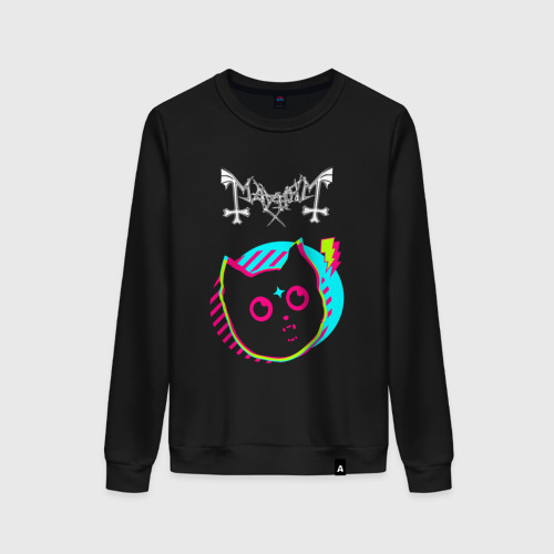 Женский свитшот хлопок Mayhem rock star cat, цвет черный