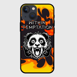 Чехол для iPhone 13 mini Within Temptation рок панда и огонь