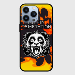 Чехол для iPhone 13 Pro Within Temptation рок панда и огонь