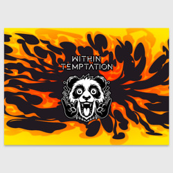 Поздравительная открытка Within Temptation рок панда и огонь