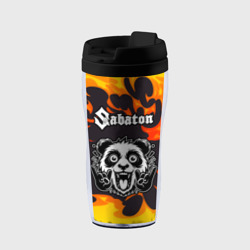Термокружка-непроливайка Sabaton рок панда и огонь