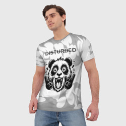 Мужская футболка 3D Disturbed рок панда на светлом фоне - фото 2