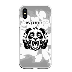 Чехол для iPhone XS Max матовый Disturbed рок панда на светлом фоне