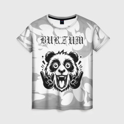 Женская футболка 3D Burzum рок панда на светлом фоне