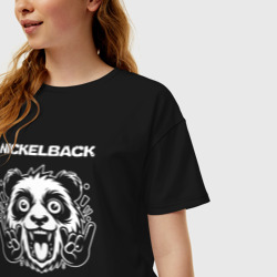 Женская футболка хлопок Oversize Nickelback rock panda - фото 2