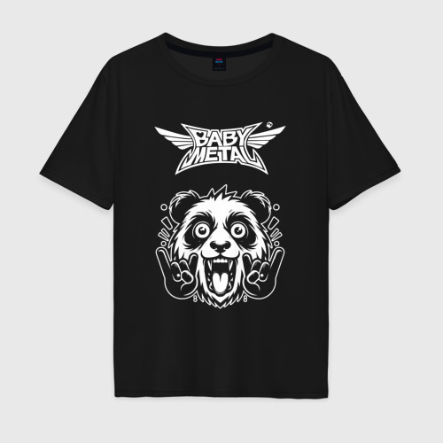 Мужская футболка хлопок Oversize Babymetal rock panda, цвет черный