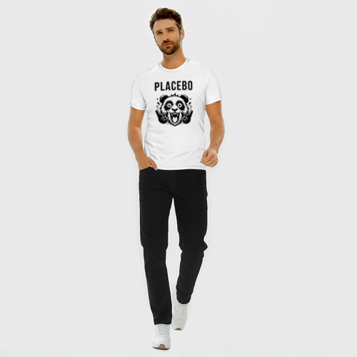 Мужская футболка хлопок Slim Placebo - rock panda, цвет белый - фото 5
