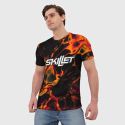 Мужская футболка 3D Skillet red lava - фото 2